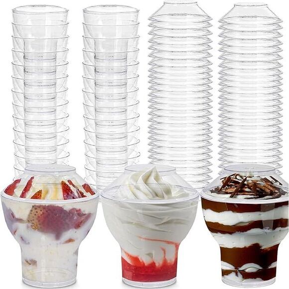 Oasis Creations Sunday Cup 3-ounce Dessert Cup Spoons & Lids 50 Count - Picture 1 of 8